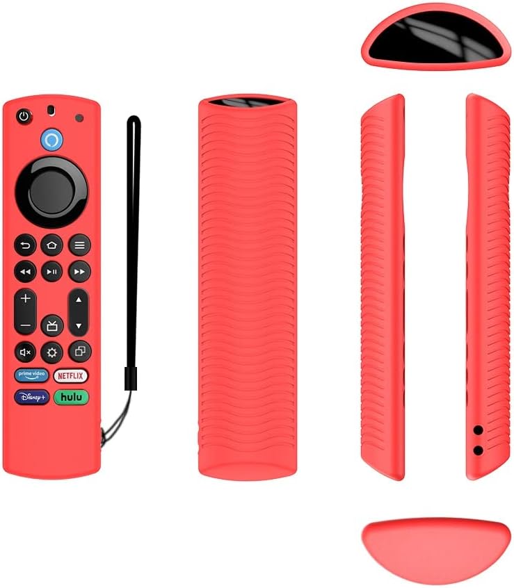 FiiMan Silicone Remote Case for Toshiba/Insignia FireTV - Anti Slip, Shockproof with Lanyard (Red) - Image 4